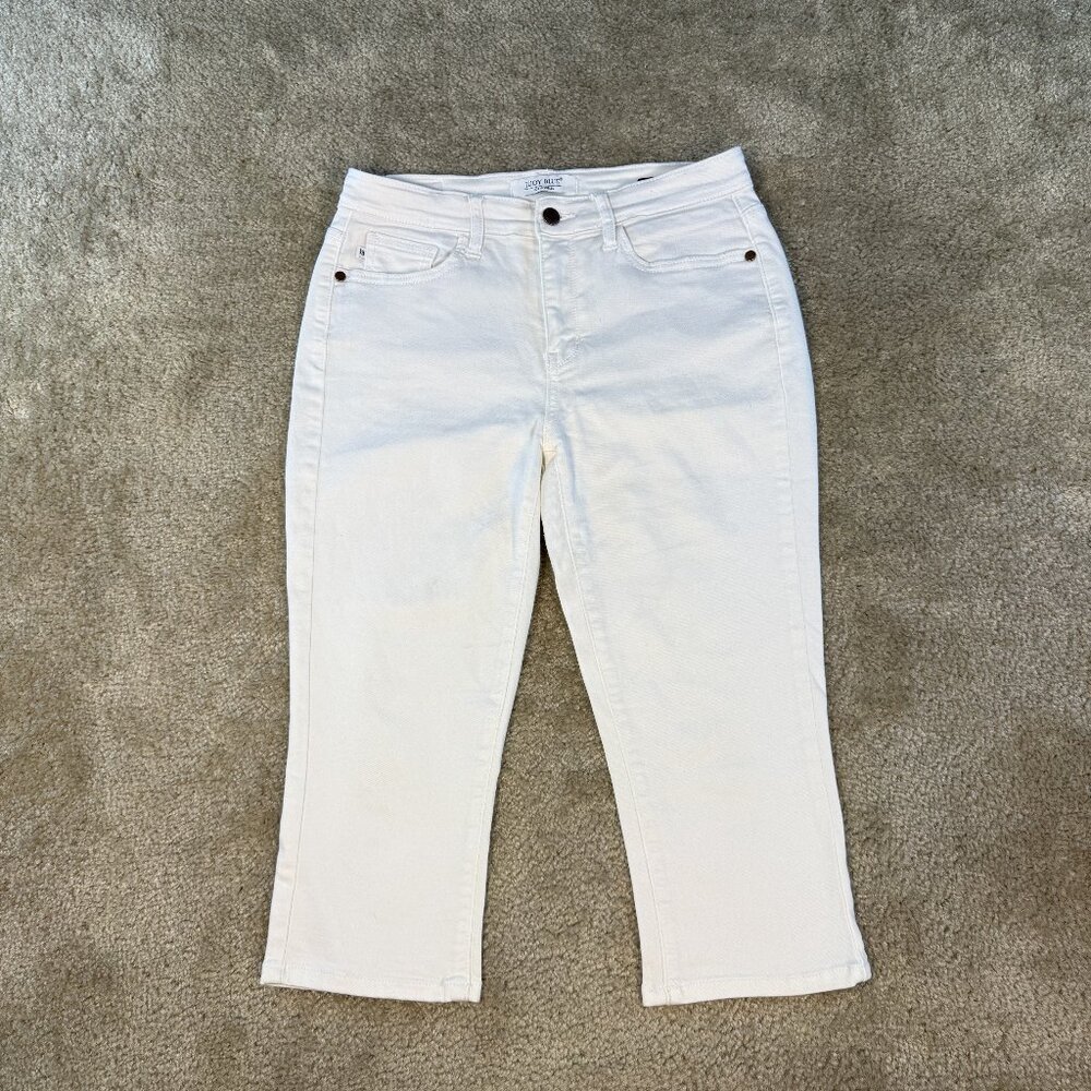 Judy Blue White Cropped Ankle Jeans - Classic Five-Pocket